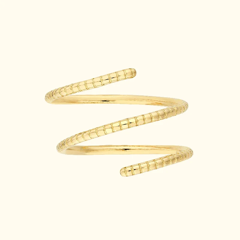 Women’s ring with initials-Ribbed Spiral Wrap Ring