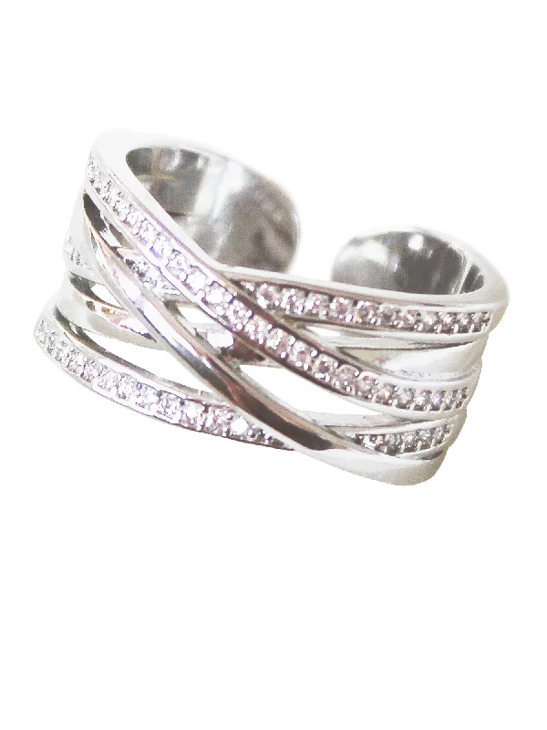 Women’s geometric statement rings-Cris Ring - Silver