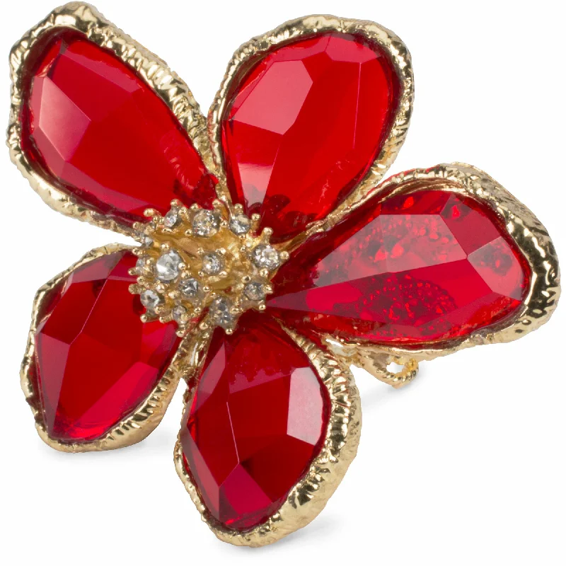 Women’s heart-shaped rings-Ruby Gold Plated Ring