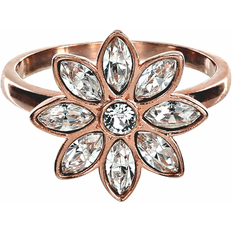 Women’s luxury rings-Crystal Flora in Rose Gold .CM Austrian Crystal Ring