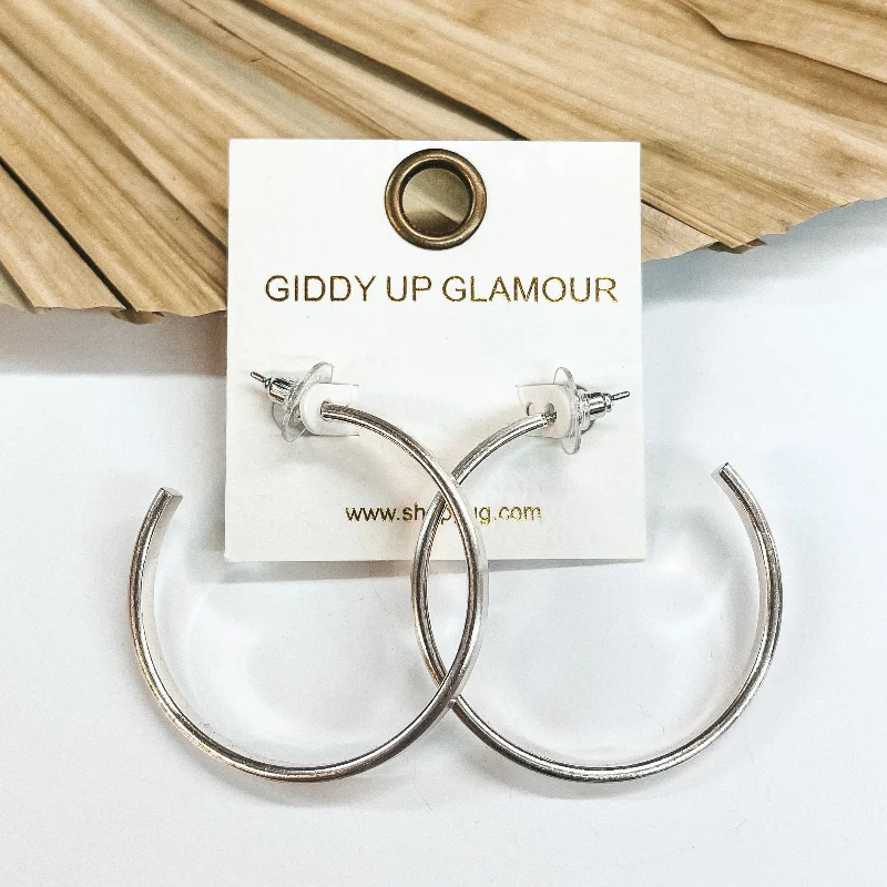 Women’s birthstone hoop earrings-Sandbar Party Matte Silver Hoops