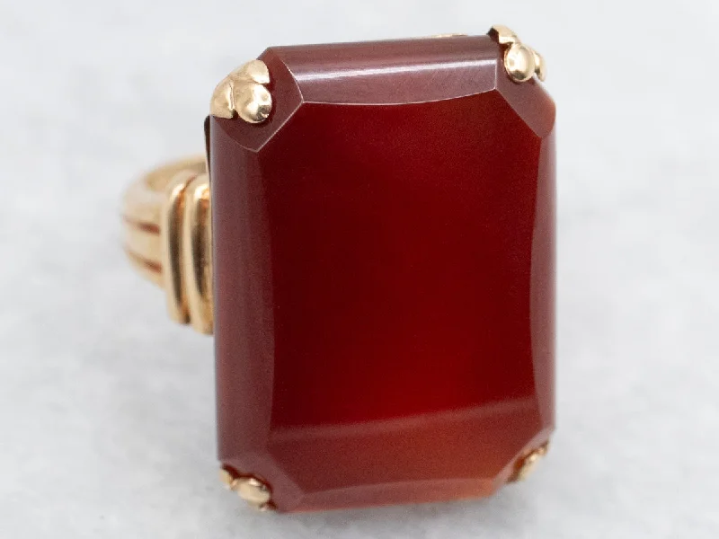 Gold Mid-Century Carnelian Ring