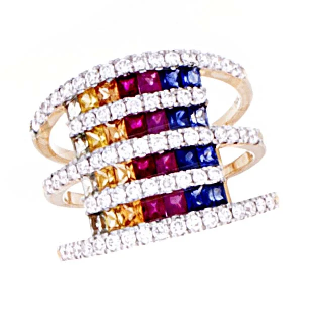 Women’s eternity rings-Muli Color Sapphire Ring