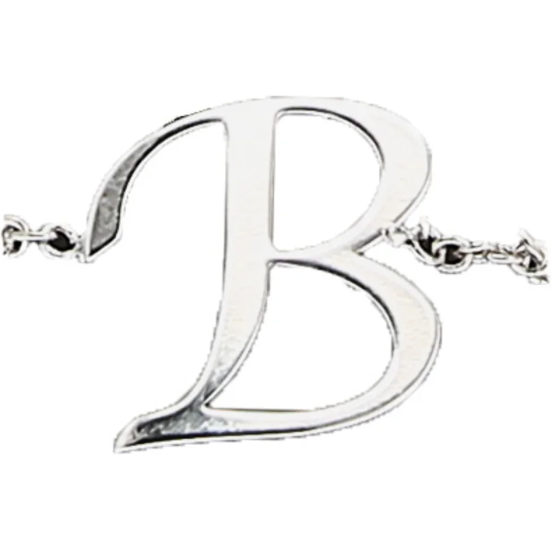 Women’s wedding rings for women-B Adjustable Rhodium Plated Monogram Ring