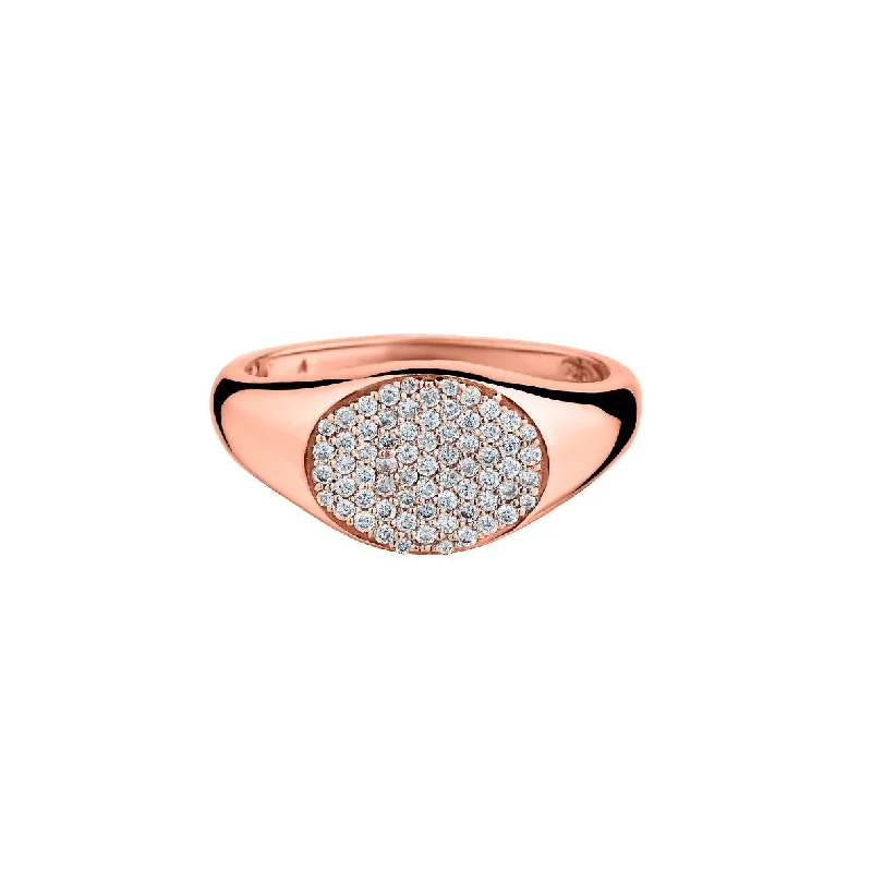 Women’s vintage-inspired rings-PAVÉ SIGNET RING