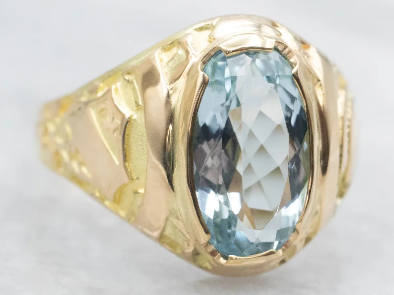 Antique Art Nouveau Aquamarine Solitaire Ring