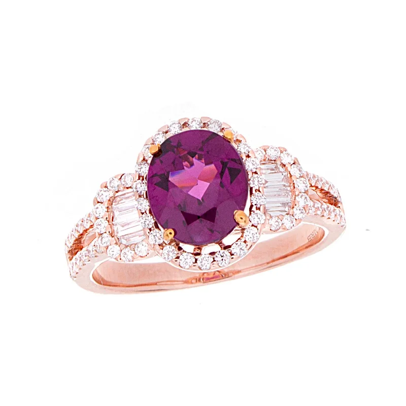 Women’s ring with initials-Purple Garnet Ring