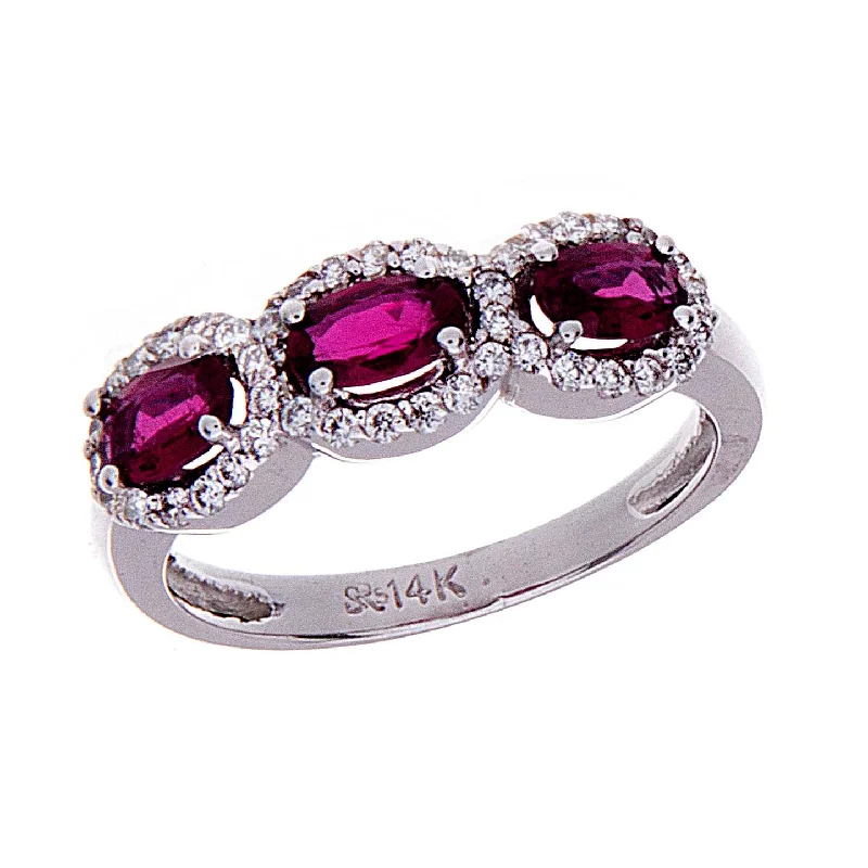 Women’s adjustable gemstone rings-Ruby Three-Stone Ring