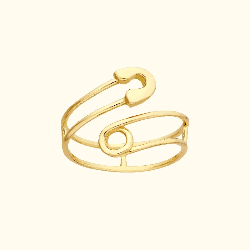 Women’s signet rings-Safety Pin Spiral Ring