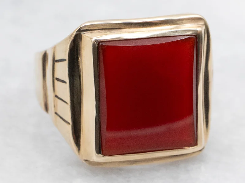 Mid-Century Carnelian Gold Ring