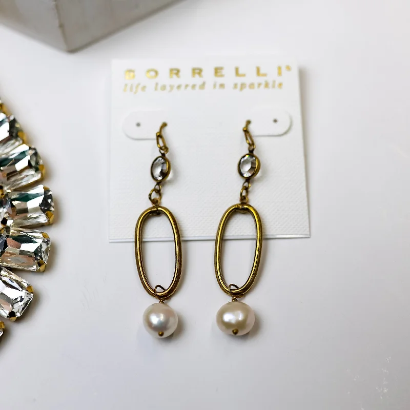 Women’s fine earrings-Sorrelli | Melody Dangle Earrings in Bright Gold Tone and Modern Pearl