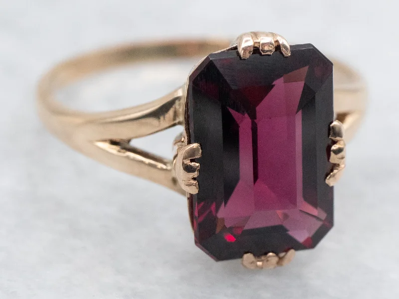 Vintage Rhodolite Garnet Solitaire Ring