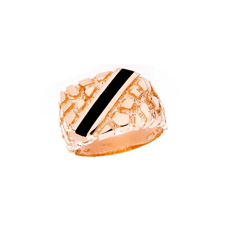 Women’s gemstone rings-Mens Nugget Ring with Onyx