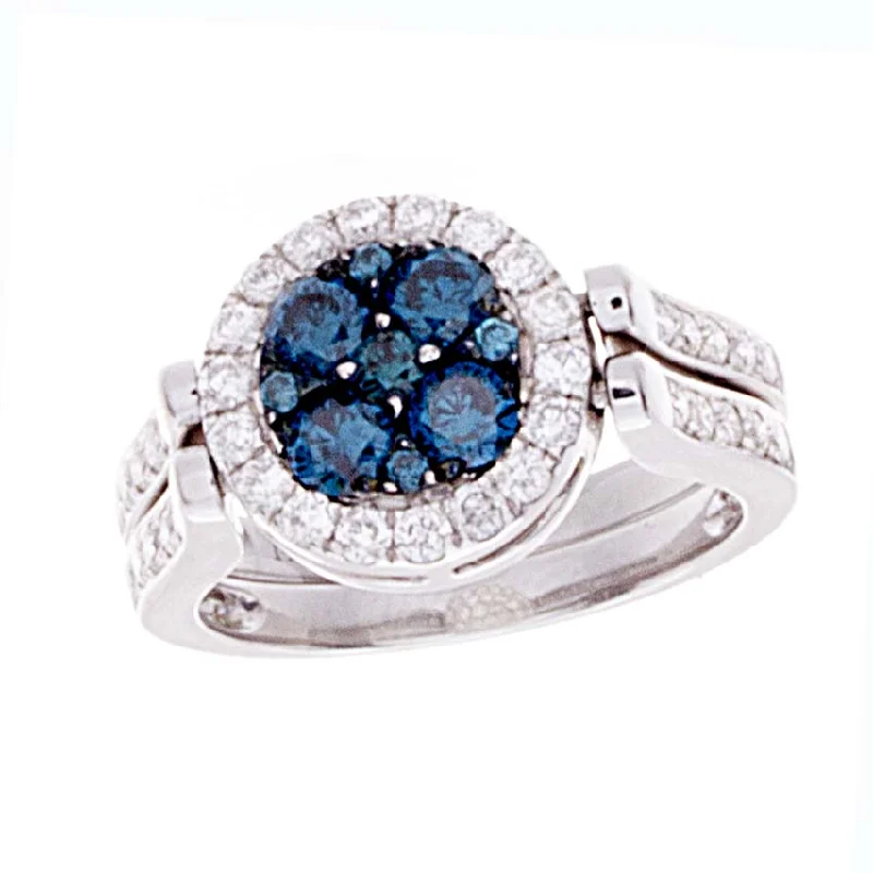 Women’s designer engagement rings-Blue Diamond Reversable Ring