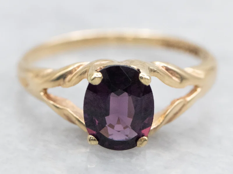 Deep Plum Purple Spinel Ring