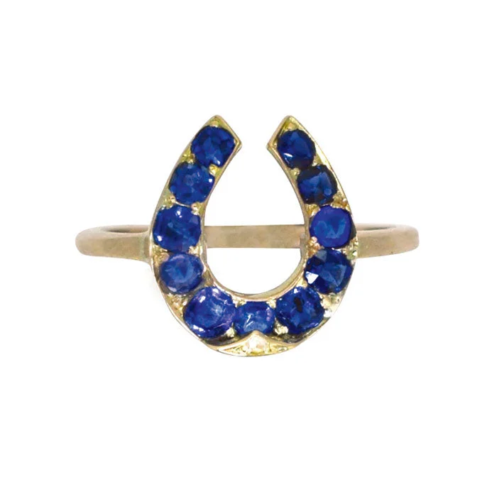 Sapphire & Diamond Horse Shoe Ring