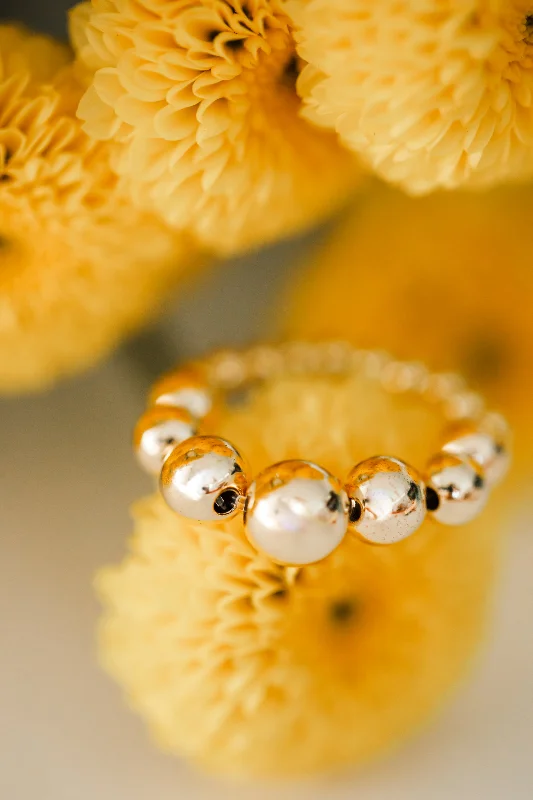 Women’s eternity rings-gradient bead ring {silver + gold }