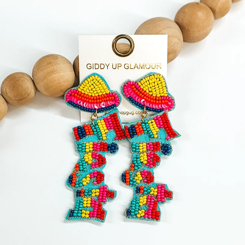 Women’s gold drop earrings-Sombrero Fiesta Seed Beaded Earrings in Multicolored