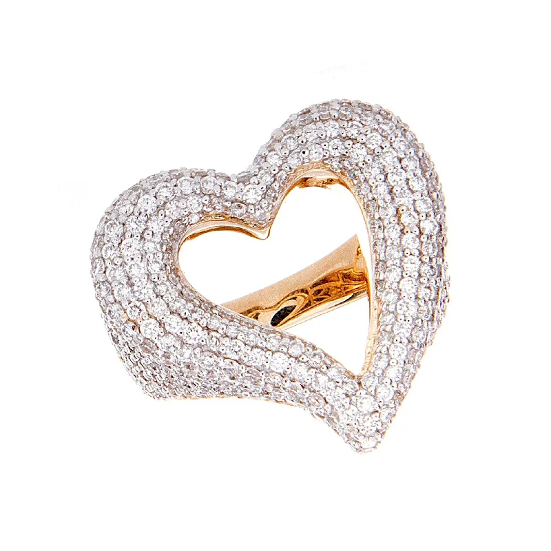 Women’s wide band rings-Diamond Heart Ring