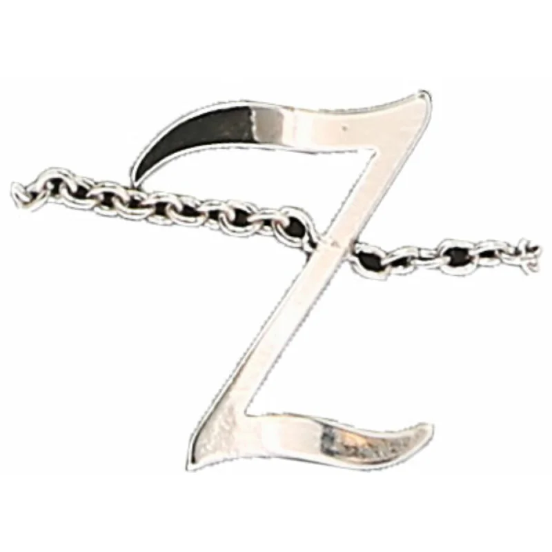 Women’s pearl rings-Z Adjustable Rhodium Plated Monogram Ring