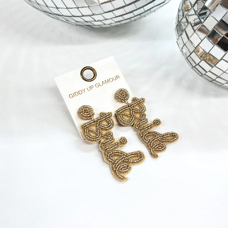 Women’s fashion stud earrings-Barbie Bride Beaded Earrings in Gold