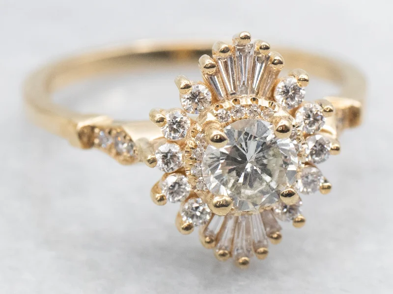 Gold Diamond Cluster Cocktail Ring