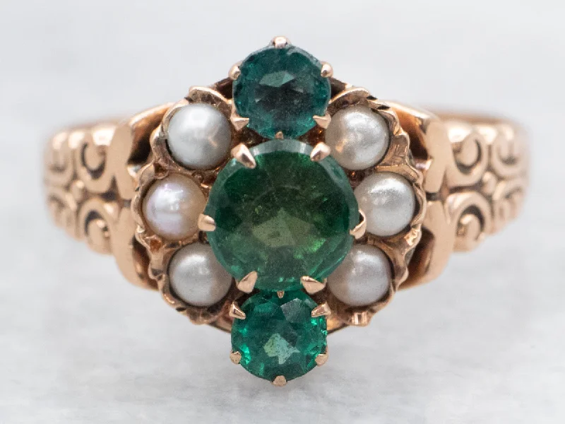 Victorian Emerald Doublet and Seed Pearl Ring