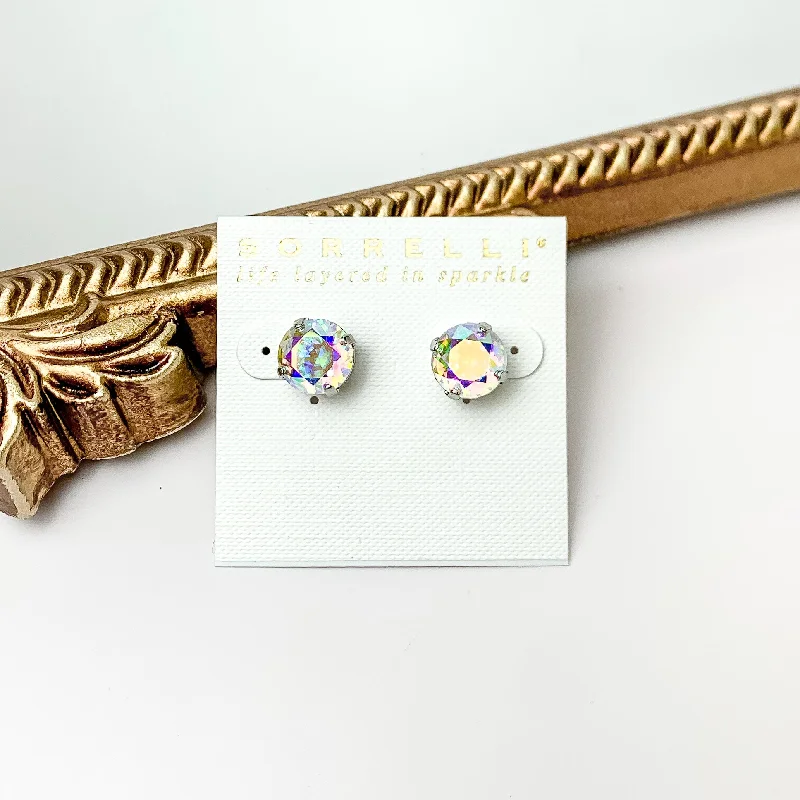 Women’s colorful earrings-Sorrelli | London Stud Earrings in Palladium Silver Tone with Aurora Borealis Crystals