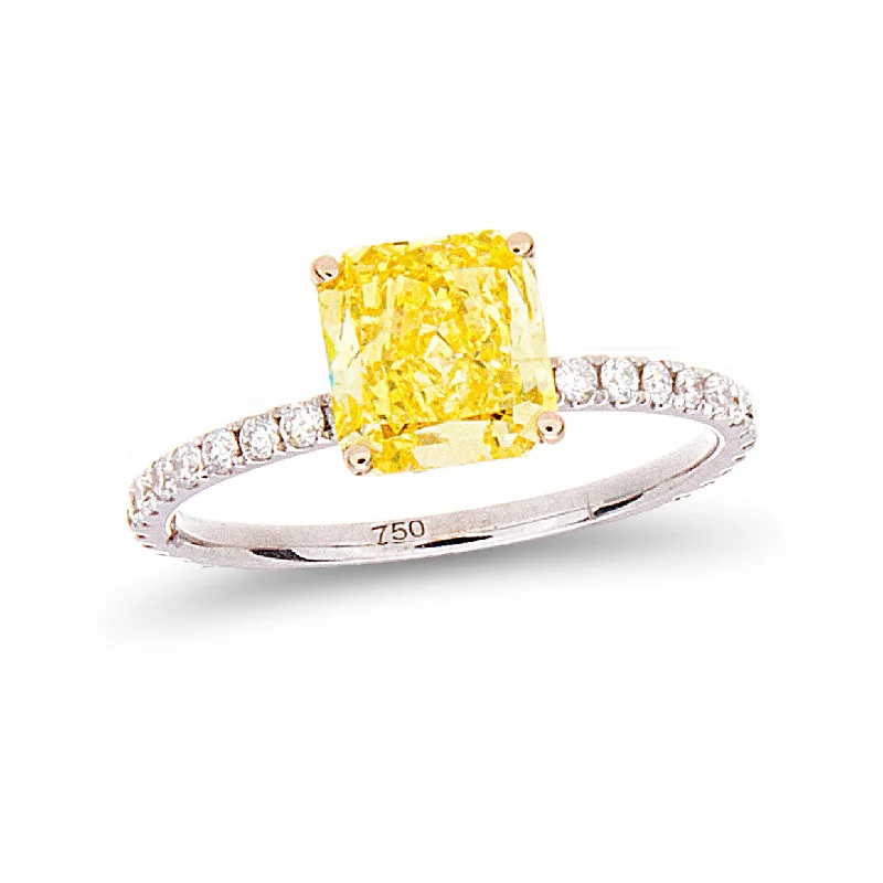 Women’s heart-shaped engagement rings-Radiant Cut Fancy Yellow Solitaire Ring