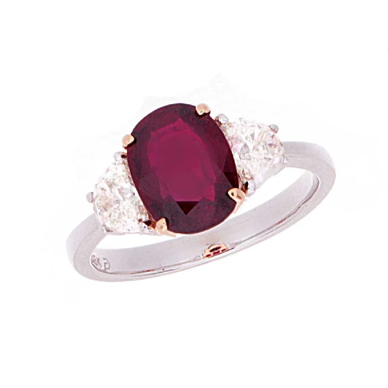 Women’s classic diamond rings-Vivid Red Ruby Ring