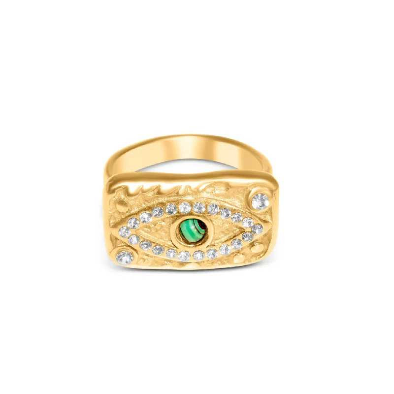 Women’s handmade rings-Green Evil Eye Ring