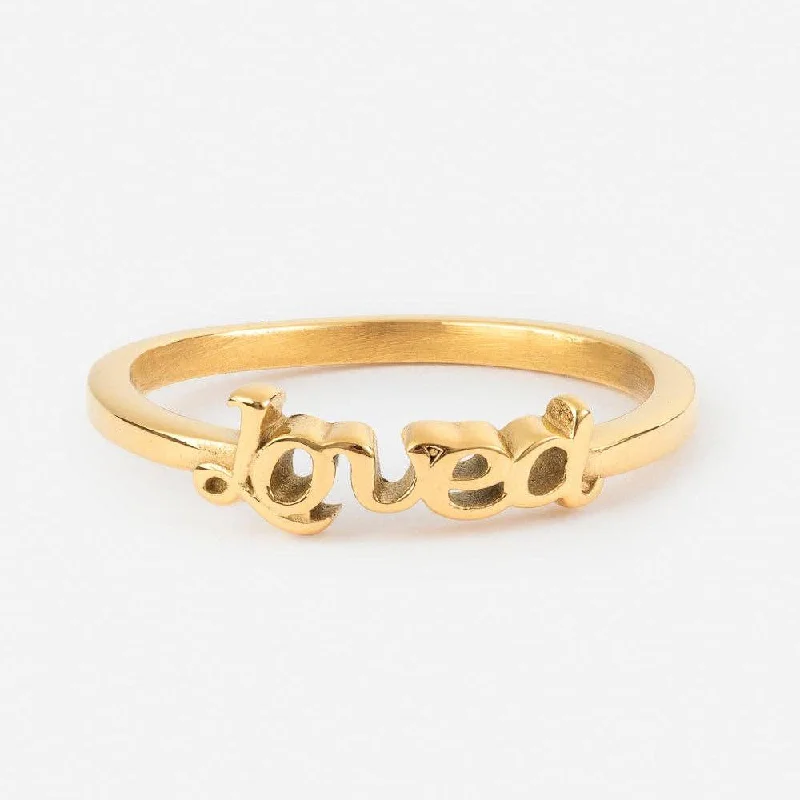 Women’s eco-friendly rings-Loved Script Ring