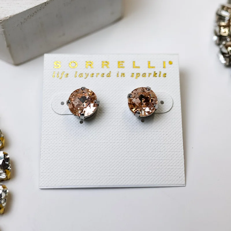 Women’s floral earrings-Sorrelli | Round Stud Earrings in Palladium Silver Tone and Snow Bunny