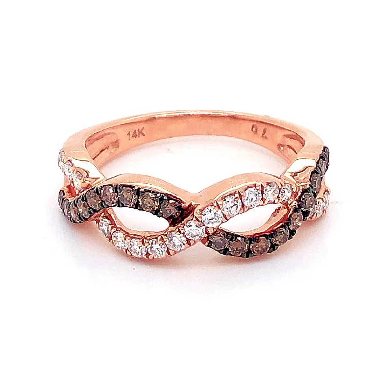 Women’s birthstone rings-Choco Diamond Criscross Ring