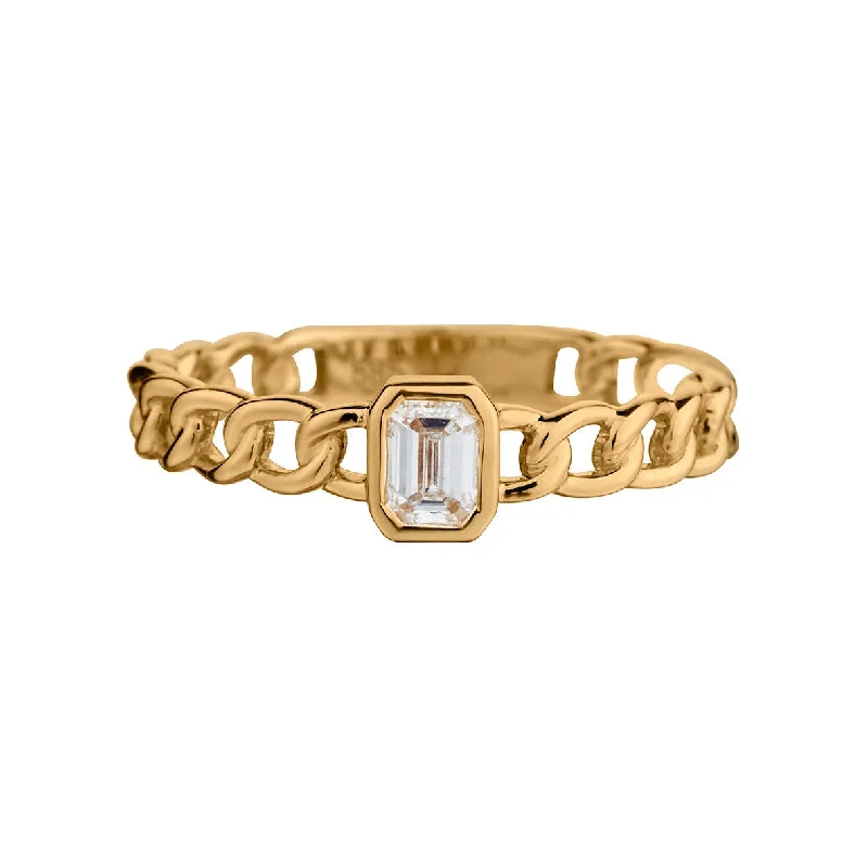 Women’s heart-shaped rings-EMERALD CUT DIAMOND LINK RING