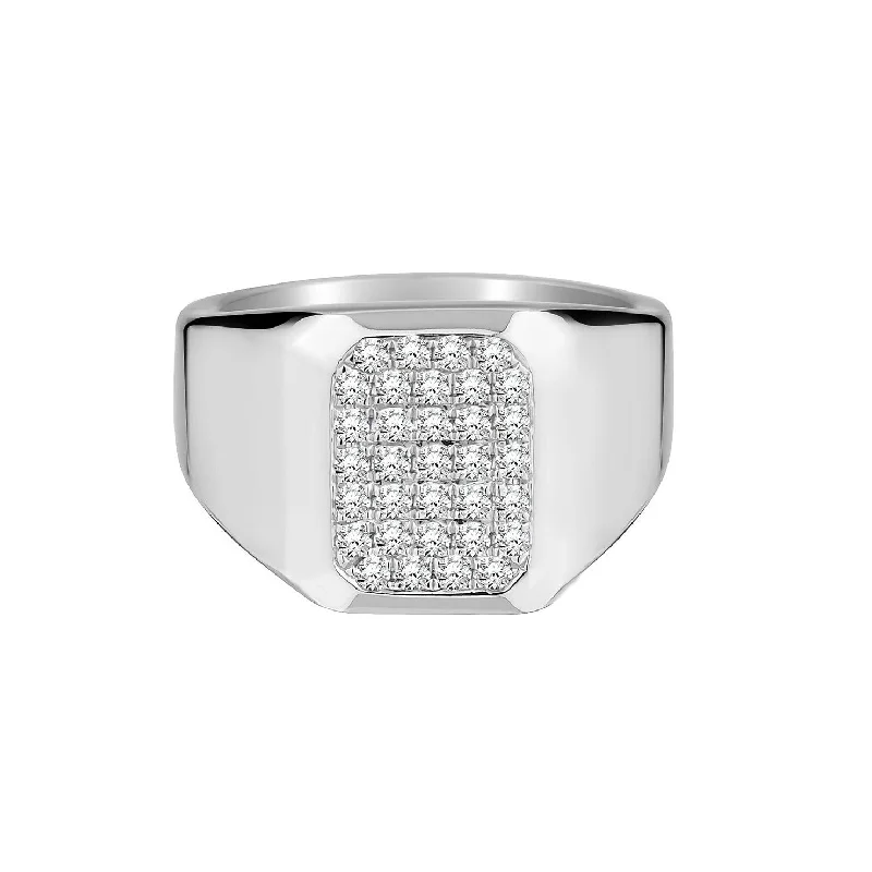 Women’s wedding rings for women-PAVÉ DIAMOND SIGNET RING