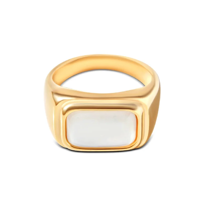 Women’s designer rings-Smooth Gold Stone Ring