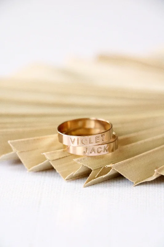 Women’s promise rings-stacking name rings { gold filled }