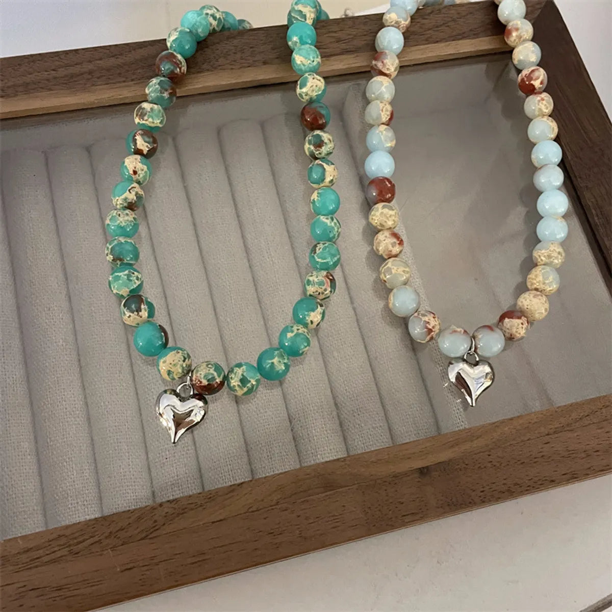 Women’s luxury necklaces-Wholesale Ig Style Casual Heart Shape Natural Stone Copper Beaded Pendant Necklace