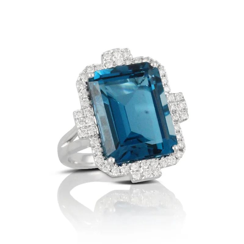 Women’s cushion cut engagement rings-London Blue Topaz and Diamond Ring