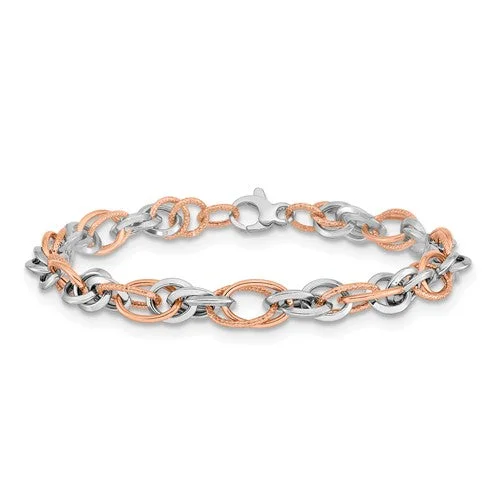 Women’s eco-friendly bracelets-14k Rose And White Gold Polished D/C Bracelet