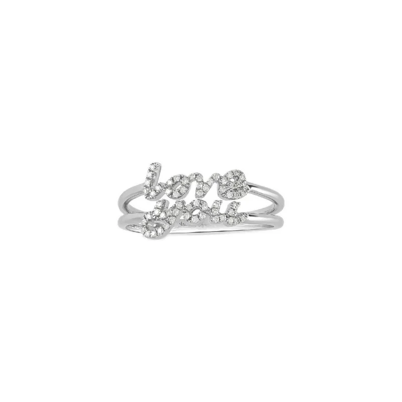 Women’s luxurious engagement rings-Diamond Love You Cursive Ring