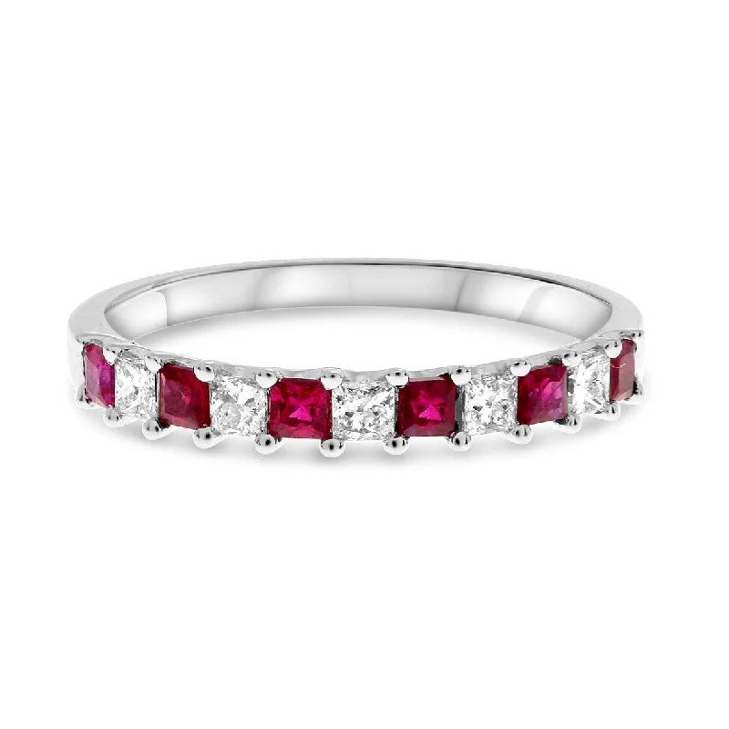 Women’s platinum diamond engagement rings-Ruby and Diamond Ring