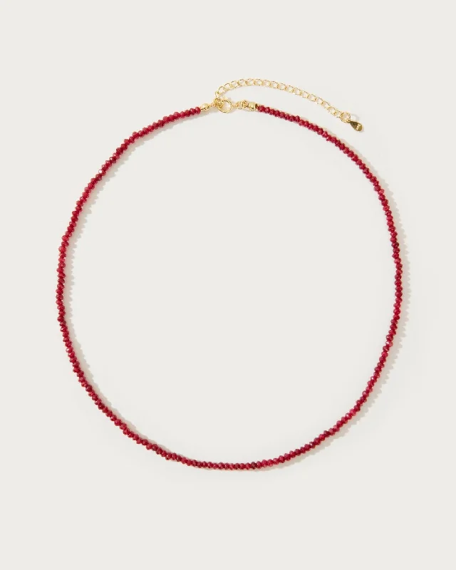 Women’s necklace with initials-Mini Carnelian Beaded Necklace