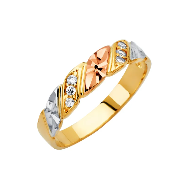 Women’s gemstone halo engagement rings-14K Solid Gold CZ Men's Traditional Wedding Band Ring