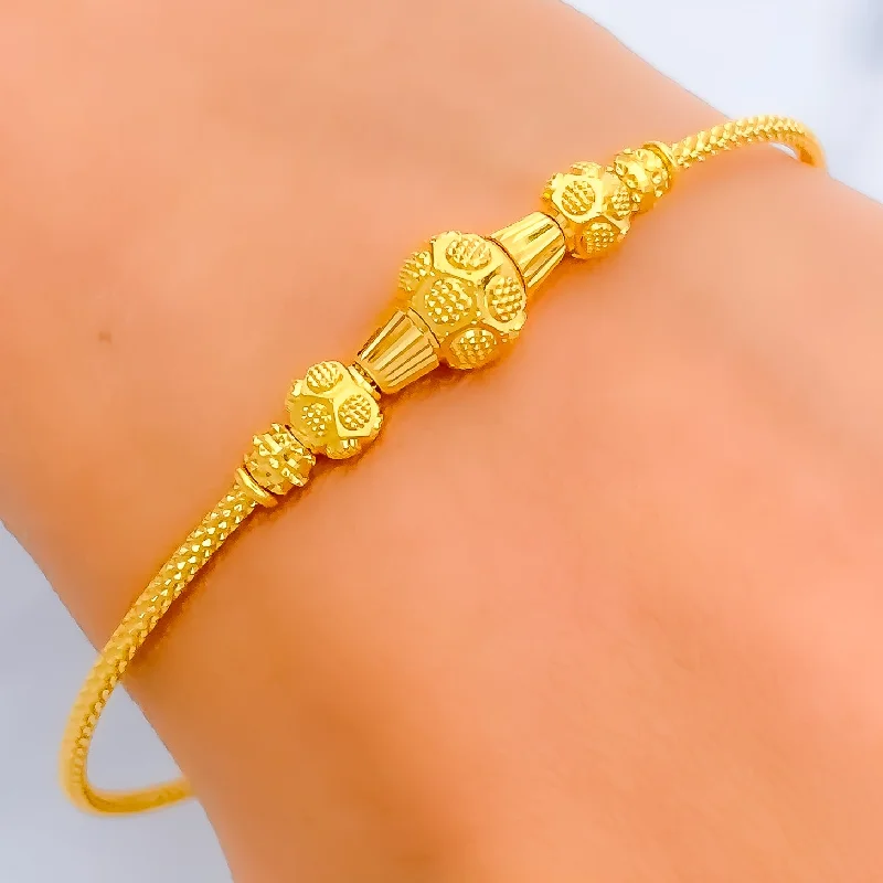 Women’s luxury bracelets-Elevated Shiny Orb 22k Gold Bangle Bracelet