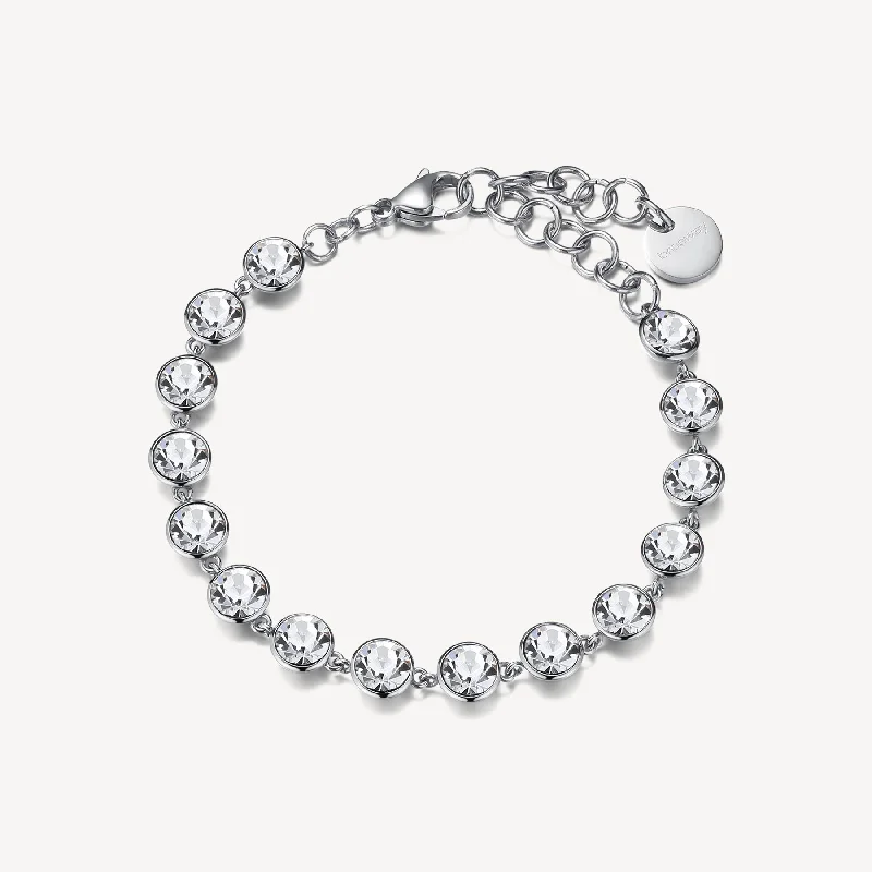 Women’s modern bangles-Crystal Link Bracelet in Stainless Steel