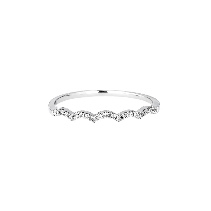 Women’s black diamond engagement rings-Diamond Scallop Eternity Band