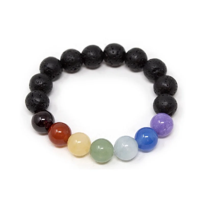 Women’s diamond bracelets for weddings-Seven Chakras Diffuser Kids Bracelet Lava Stone Small