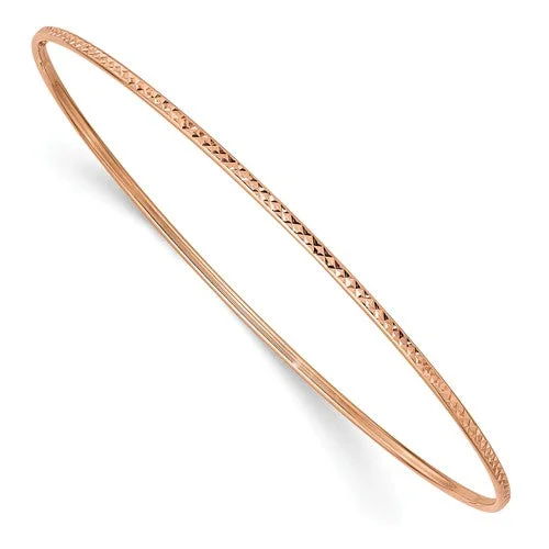 Women’s diamond bracelets for weddings-14k 1.5mm Rose Gold Diamond-Cut Slip-On Bangle Bracelet